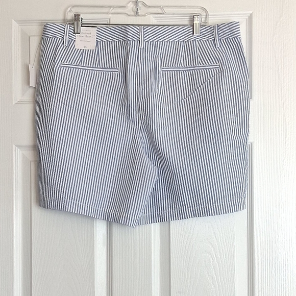 Talbots Blue White Striped Relaxed Chino Shorts - Picture 4 of 6